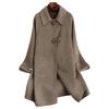 Women's Mid-Length Double-Faced Cashmere Coat, 2024 Autumn/Winter, New Korean Style, Loose Fit with High-End Horn Buttons.