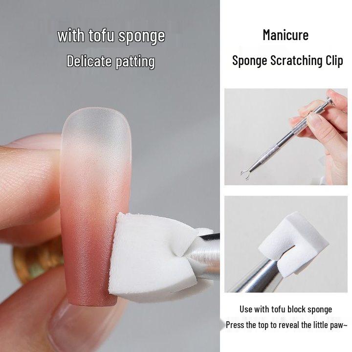 Nail Art Sponge High Density Tofu Block Blending Blush Tool with Clip