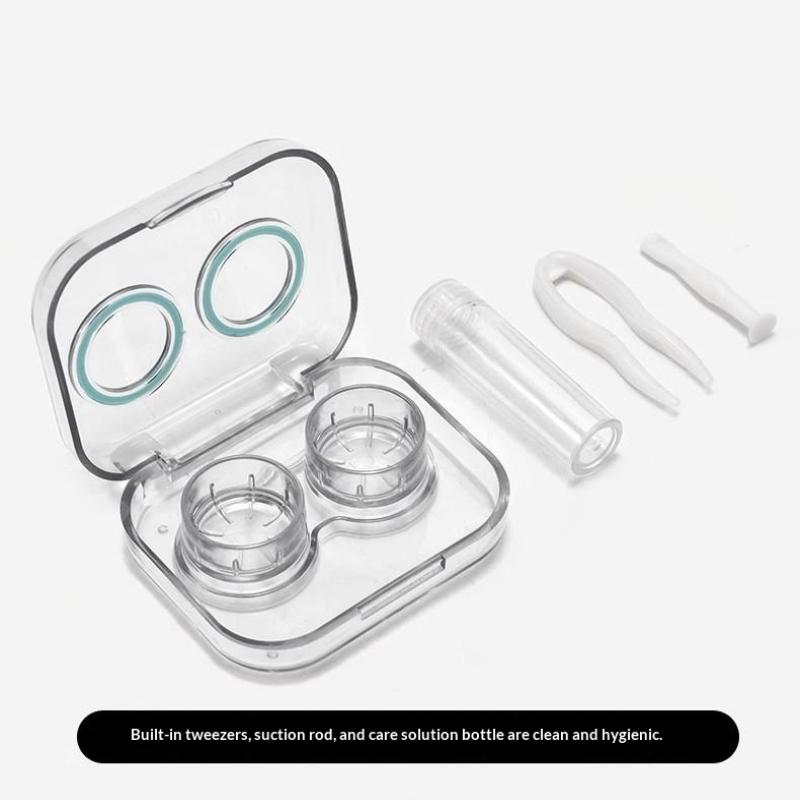 Contact Lens Case Quick Open Leakproof Transparent Portable Holder for Women Girls Daily Office Use