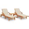VidaXL Set of 2 Sun Loungers with Table with Cushions, Sunbed, Patio Deck Chair, Garden Seat 3077347