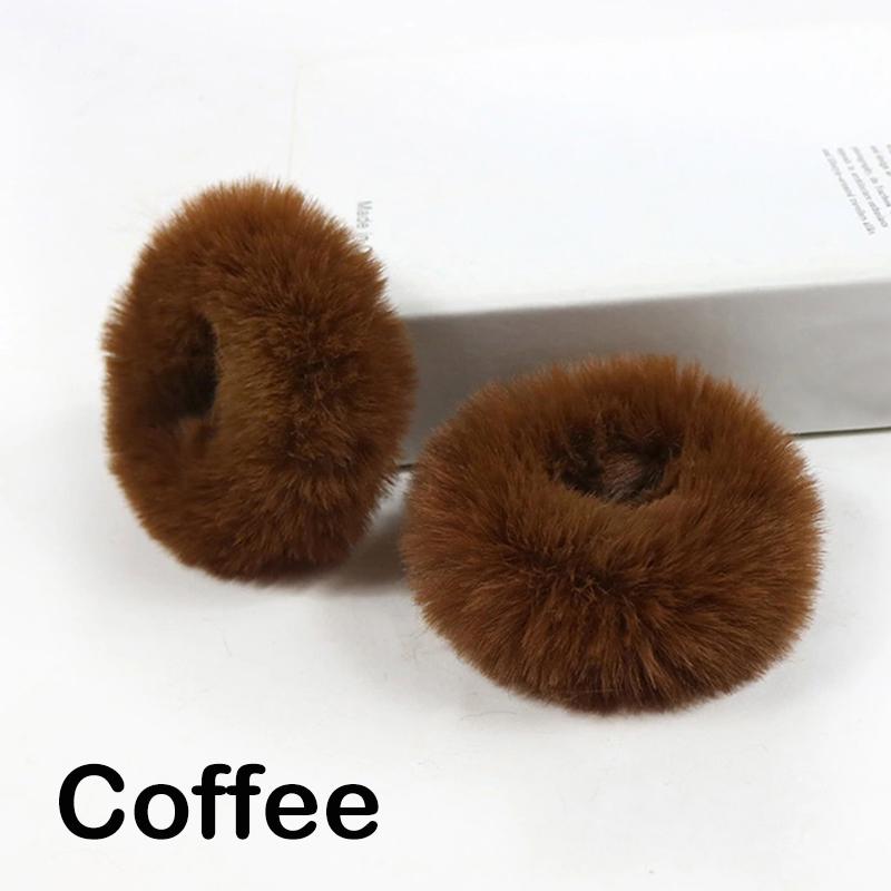 Fashion Luxury 2 Fluffy Pieces Child Girl Fluffy Furry Scrunchies Hair Scrunchies Bands Ring Ponytail Holder Hairwear Hair Decoration