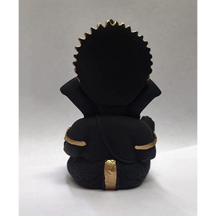 Терракотовый Черный Идол Ганеши для Приборной Панели Автомобиля Маленькая Мурти Ганеши Идол Ганапати для Домашнего Декора Пуджи Статуэтка Господа Ганеши