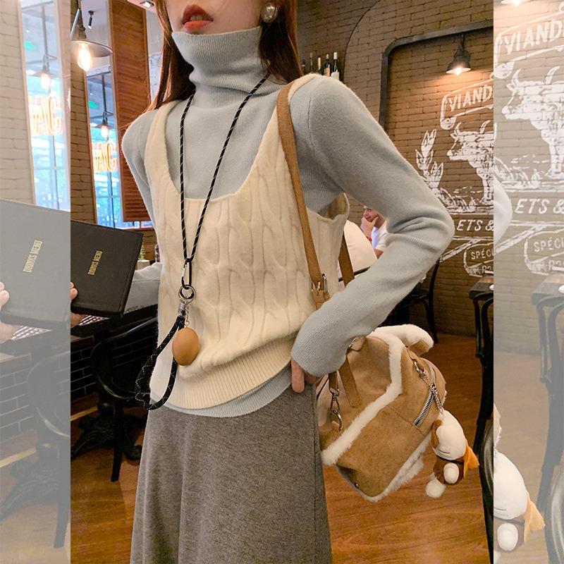 Basic Pink Versatile Turtleneck Inner Bottoming Shirt Women's Spring New Slim-fitting and Thin Knitted Sweater