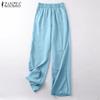 ZANZEA Летние повседневные свободные женские широкие брюки с эластичной резинкой на талии