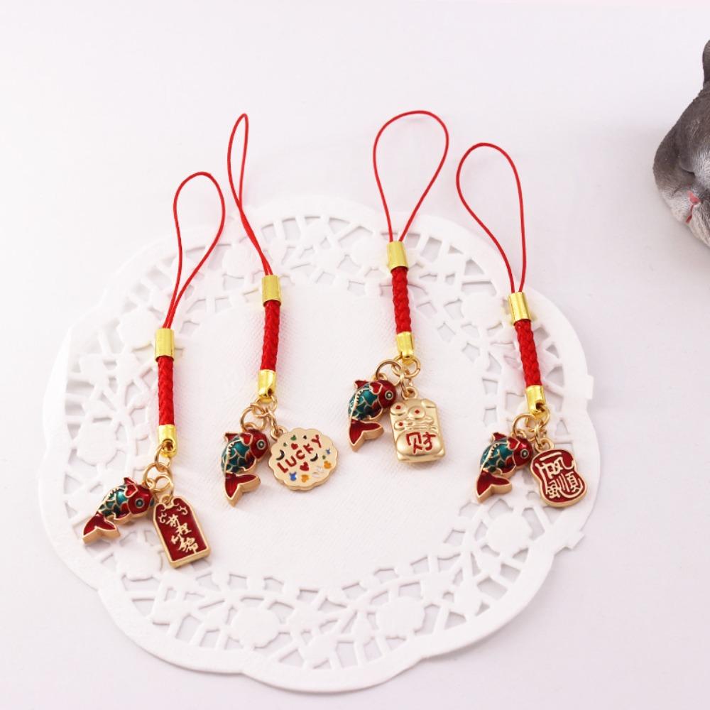Good Luck Koi Phone Lanyard Chinese Style Lucky Cat Phone Strap Koi Phone Chain Mobile Phone