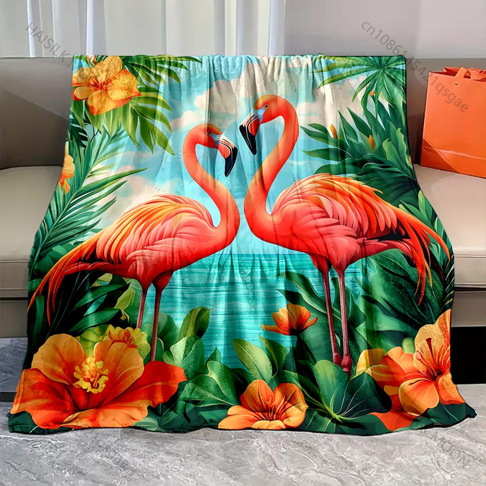 Summer Flamingo Print Blanket Warm Soft Luxury Gifts for Children Adults Suitable for Home Sofa Bed Travel RV Multisize