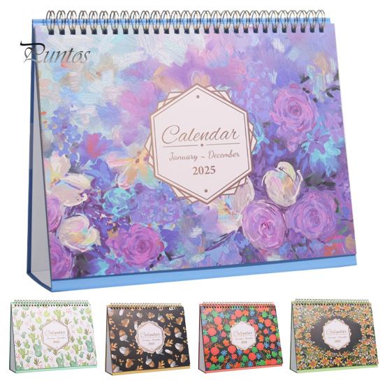 2025 Desk Calendar 12 Months Standing Flip Calendar Desktop Stand Up Calendar Daily Life Planner Organizer for Office Kitchen Classroom