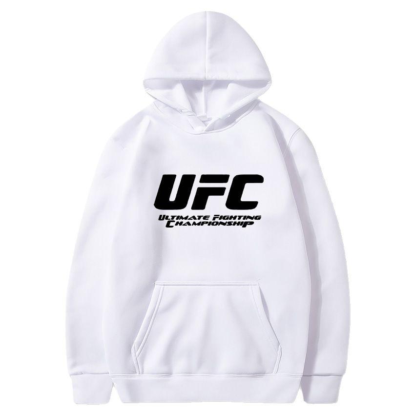 Худи UFC европейского размера для мужчин и женщин - Повседневное худи Осень/Зима с плюшевой подкладкой и принтом
