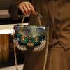 Crocodile Pattern Diamond Tassel Handbag Fashion Crossbody Bag Creative Personality Owl Shape