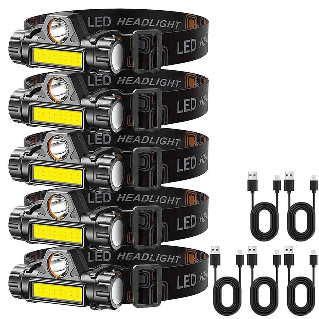 1-5 шт. Перезаряжаемый COB LED налобный фонарь Сильный магнит Мощный налобный фонарь Сверхяркий Водонепроницаемый Налобный фонарь Для рыбалки на открытом воздухе