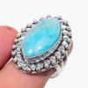 Натуральный Амазонит Драгоценный Камень Серебро 925 пробы Ювелирное Кольцо Размер 7.5 f9z48