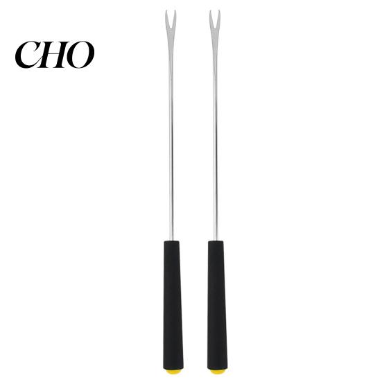 Extendable BBQ Fork 2Pcs Retractable with V-Shaped Prongs Non-Slip Handle Stainless Steel Picnic Grilling Tool Portable Outdoor Cooking for