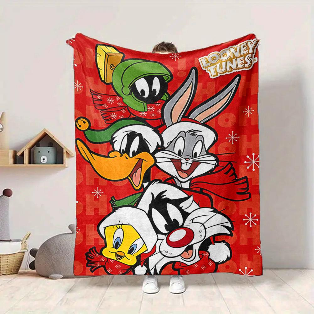 1 шт. Фланелевое плед Looney Tunes - HD Печать, Легкий, Мягкий, Теплый, Всесезонный плед для дивана, кровати, путешествий076