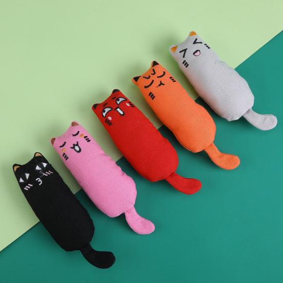 5Pcs Cat Chew Toy Boredom Stress Relief Pet Interactive Catnip Toy Calming Plush Cat Doll Animal Teething Cleaning Toy Pet Supplies