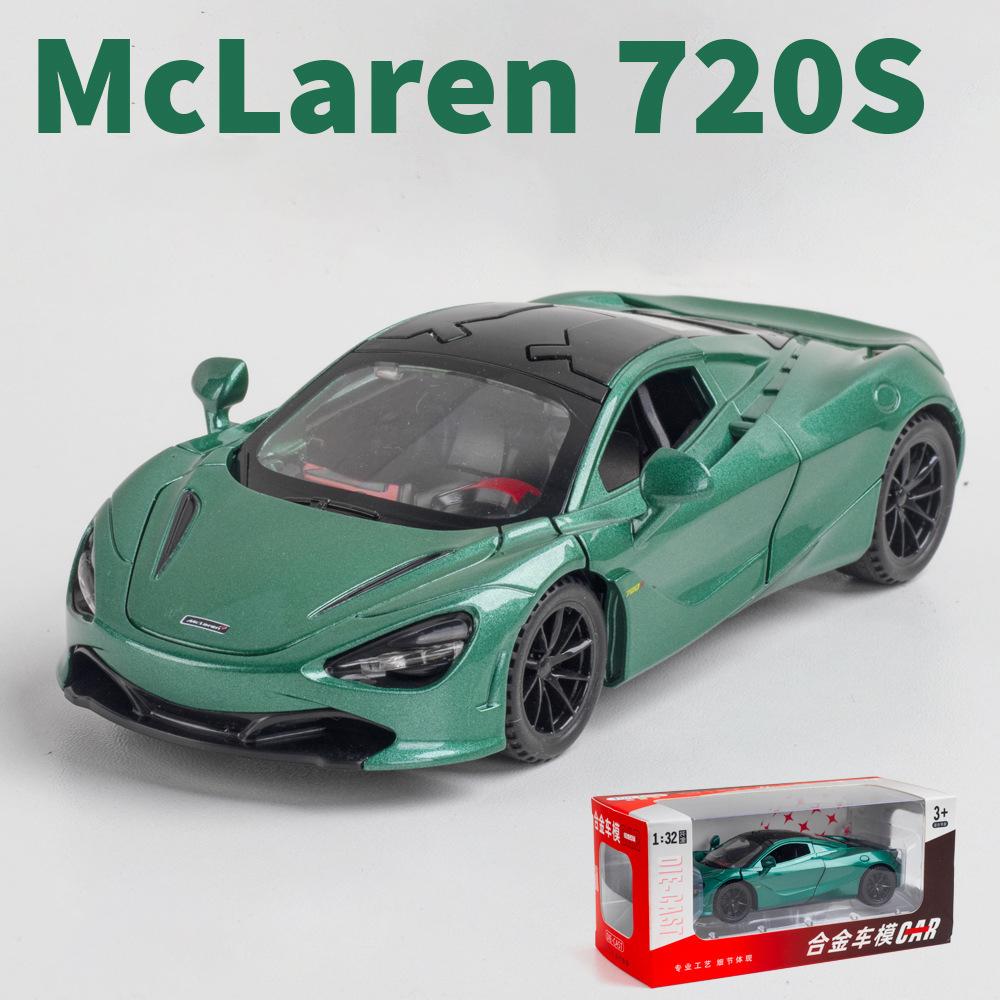 1:32-масштабная игрушечная модель автомобиля McLaren 720S, автомобиль с откатным механизмом из цинкового сплава со звуком и светом и открытой дверью кузова, игрушечный автомобиль для детей, подарок для мальчиков и девочек