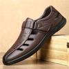 Fashion Summer Fashion New Men's Leather Breathable Casual Hole Shoes Father Anti-slip Soft Bottom Father Hollow Out Leather Sandals