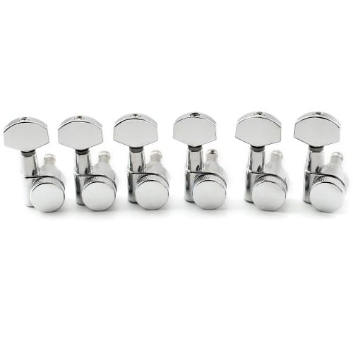 Musiclily Pro 6-Piece Locking Tuner Set with Square Tuners for Strat/Telecaster Electric Guitars, Chrome
