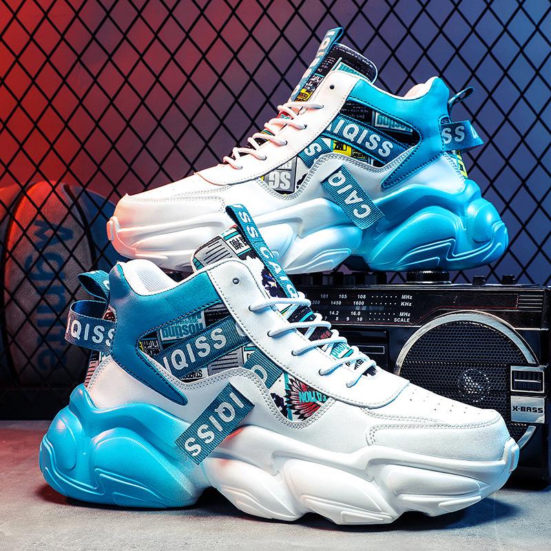 Осенние высокие баскетбольные кроссовки для молодежи - модные мужские кроссовки на толстой подошве для учеников средней школы