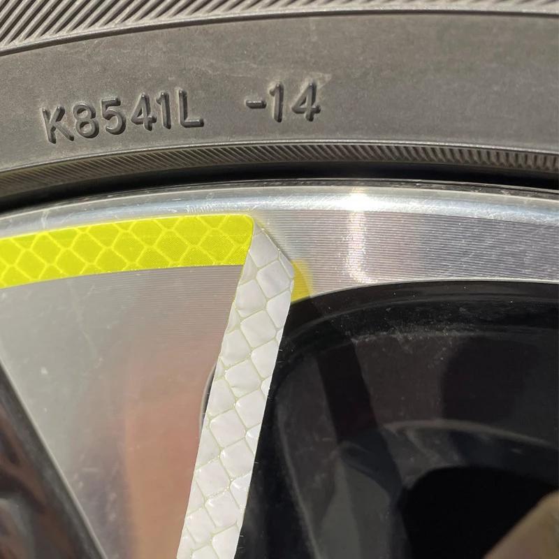 5/20 шт. Светоотражающая наклейка на ступицу колеса автомобиля, светоотражающие полосы на обод шины, светящаяся наклейка для ночной езды, аксессуары для стайлинга автомобиля