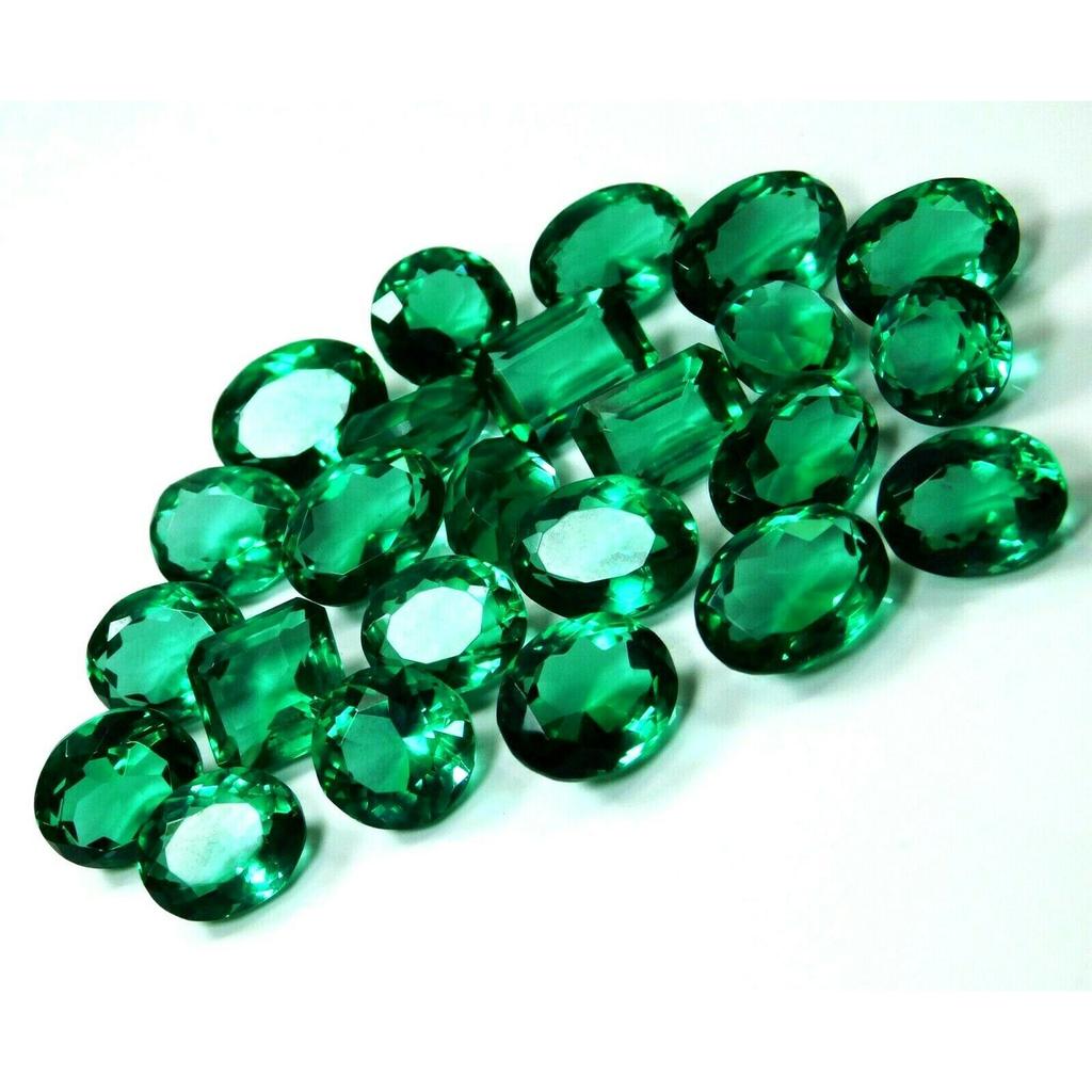Lab Created 100 Ct CERTIFIED Synthetic Green Muzo Emerald Loose Gemstone Lot