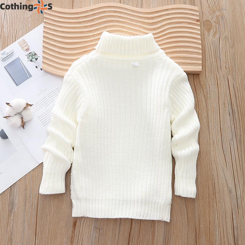Детский свитер с высоким воротом, вязаный свитер, осенне-зимний пуловер Love, рубашка с длинными рукавами