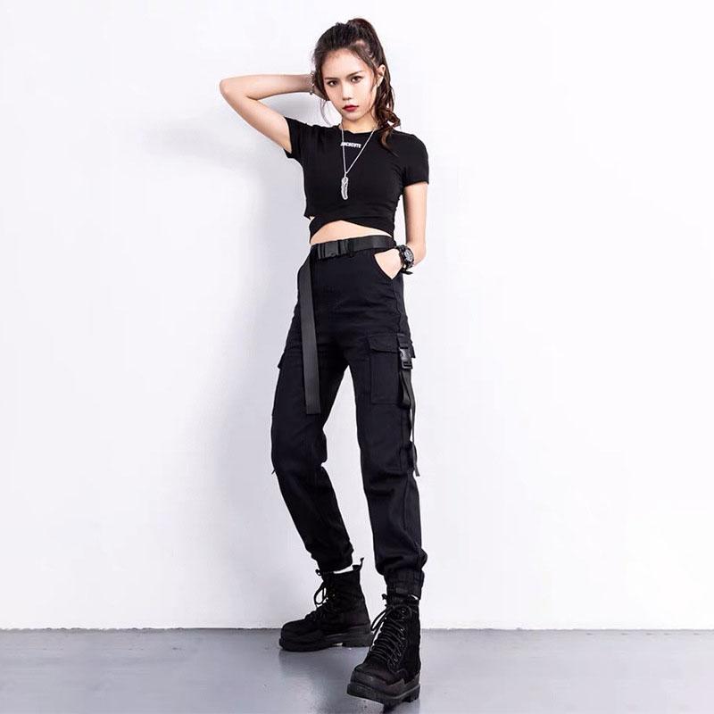 Брюки-карго женские повседневные бегуны черные брюки с высокой талией свободные женские брюки женские брюки