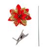 Glitter Poinsettia 5.5 Inch Artificial Flower Christmas Clip Stem Christmas Tree Ornaments For Wedding Party Wreath Decoration