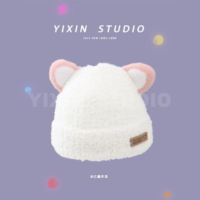 Baby hat winter boys and girls baby plush hat knitted warm ear protection autumn and winter children's wool hat