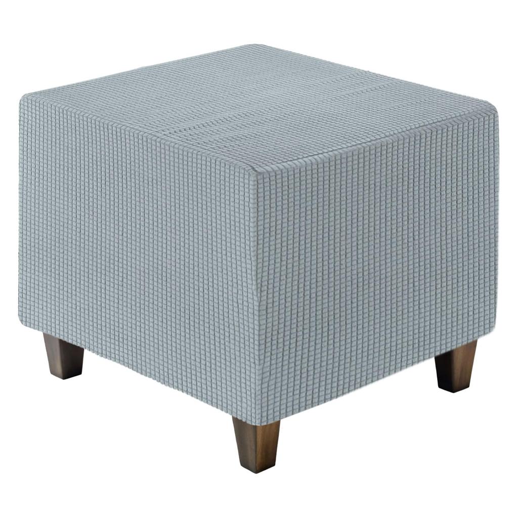 uxcell Square Jacquard Ottoman Slipcover with Elastic Stretch Footrest Stool Cover for Living Room Furniture Protector Large Bottom, (Gray, Size)