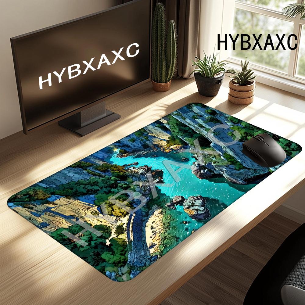 HYBXAXC Киберпанк Каньон Река Коврик для мыши Неоновое свечение Дизайн Нескользящая резиновая настольная подставка Для геймеров Домашний офис Настройка ПК