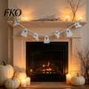 Halloween Banner Decoration 2 Pcs 7.5FT Garland, Felt Pumpkin Ghost Bat Skull Garland with Fireplace Wood Beads, Party Hanging for Doorway Indoor