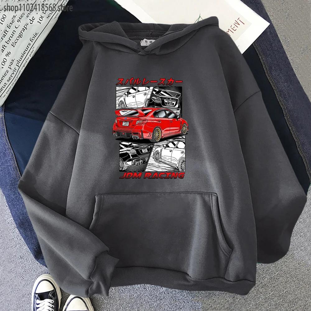 Initial D JDM Red Subie Hoodie Males Winter Clothes Anime Japan Style Impreza WRX STi Printed Sweatshirt Harajuku Graphic Tops