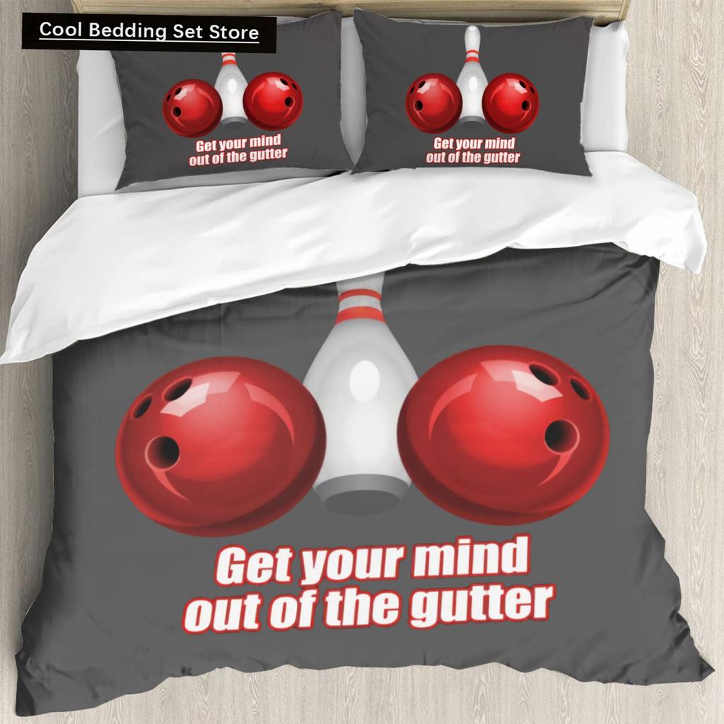 Bowling King Queen Double Duvet Cover Teens Sports Games Theme Bedding Set Starry Sky Comforter Cover Blue Polyester Quilt Cover