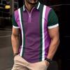 Мужская повседневная футболка-поло с принтом в полоску для улицы с лацканом и коротким рукавом