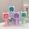 Mini Handheld Cartoon Bear Crown USB Rechargeable Fan - Three-Speed Portable Pocket Fan for Summer Outdoor Use