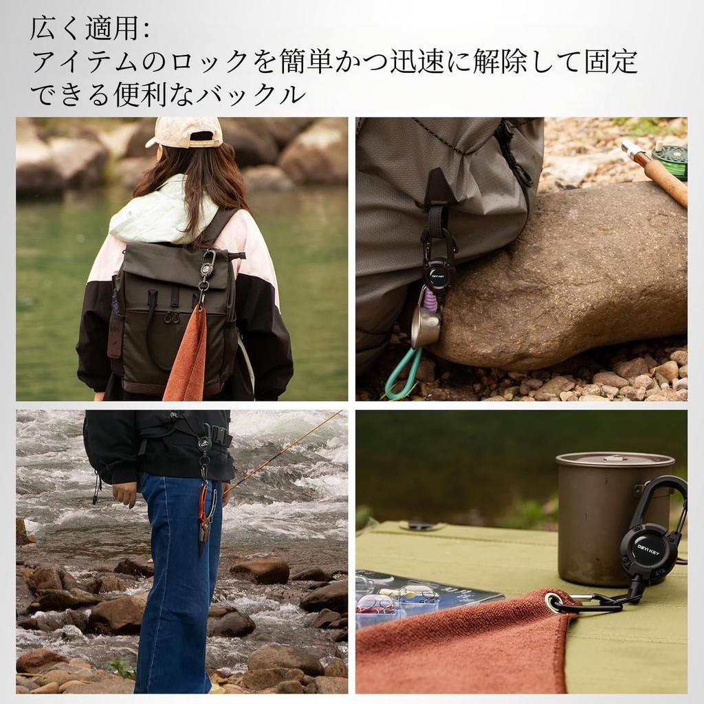 Premium Retractable Reel 60cm Reinforced for and Outdoor Activities [jimii Product] Keychain, Carabiner-style Keychain, Wire, Small, Multifunctional,