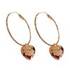 1 Pair Hoop Earrings Round Heart Pendant Plated Jewelry Exaggerated Appearance Dangle