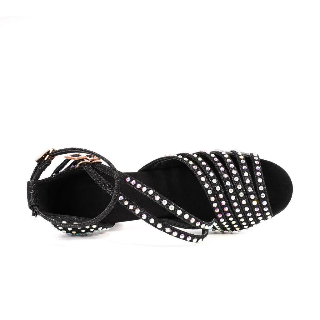 Women Latin Dance Shoes Shining Rhinestone Modern Dancing Shoes High Heel 7.5cm