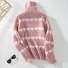Women's Fall/winter Sweater Loose Casual Love Jacquard Turtleneck Pullover Knit Sweater