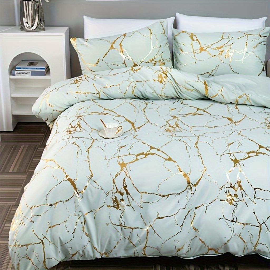 Clasic Hot Stamping Texture 3D Print Beding Set Soft Duvet Cover King Quen Twin Single Sized Dimensions Bithday Gift Bedrom Decoration