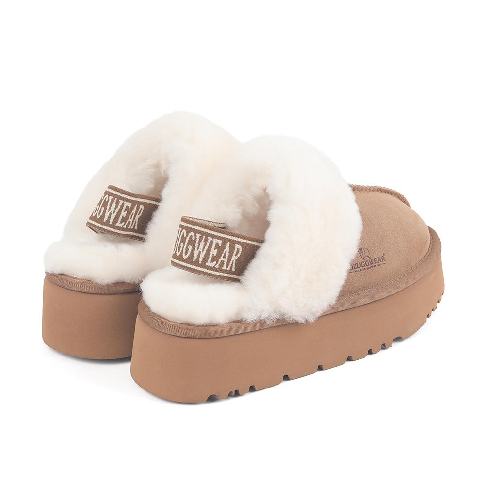 Oz Ugg Wear Взрослые шлепанцы на платформе с ремешком сзади Коричневые