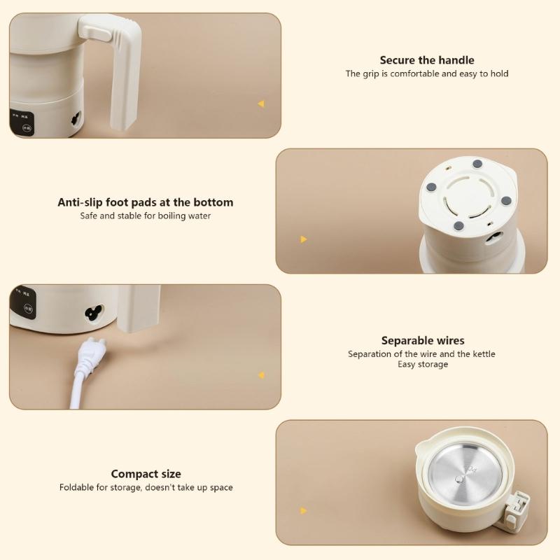 Foldable Electric Kettle With 4 Temperature Settings Fast Boil For Tea Coffee 600ml Portable 220V Dry Burn