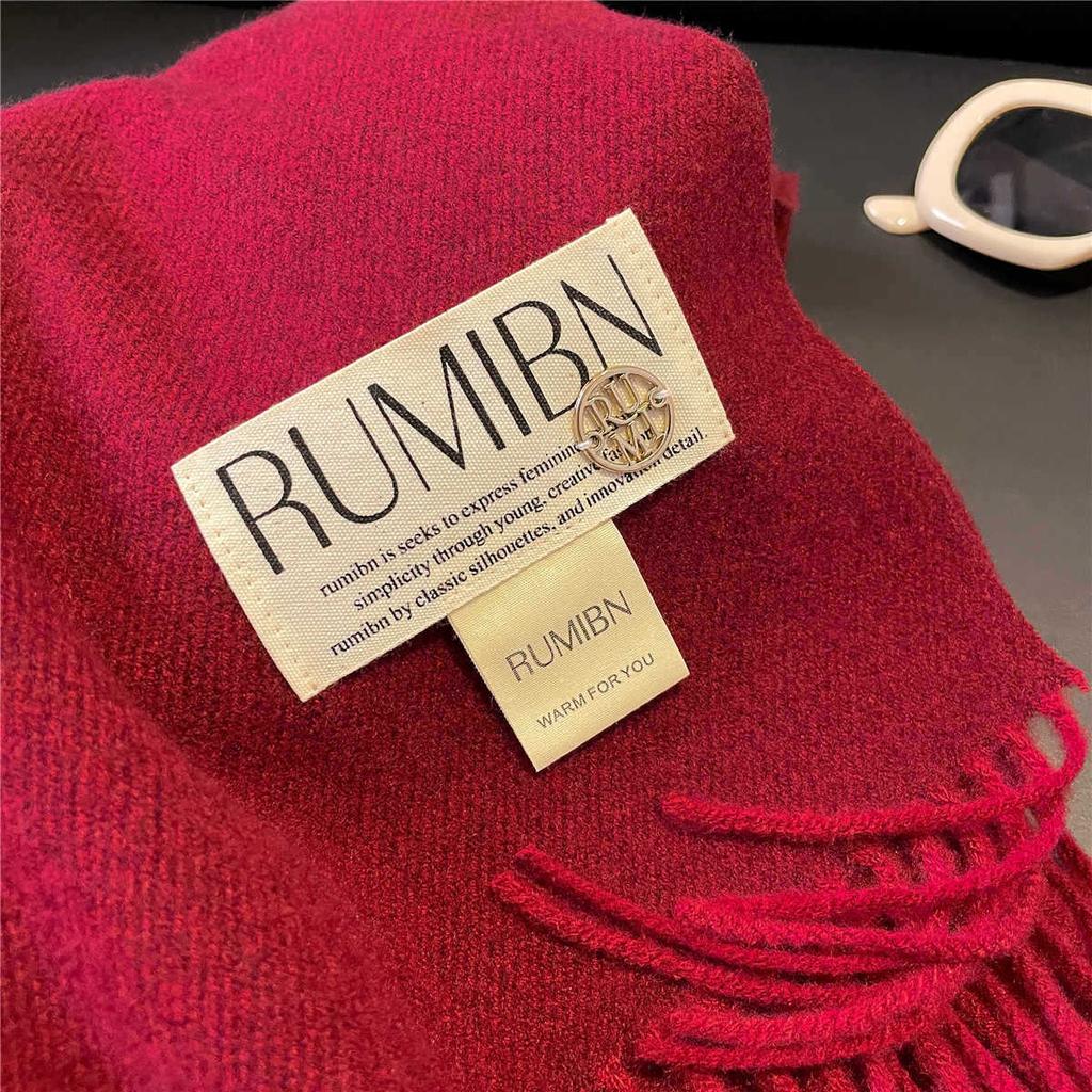 Земляной цвет, базовый однотонный большой шарф с кисточками, темперамент, утолщенная теплая шаль, мягкая клейкая шея