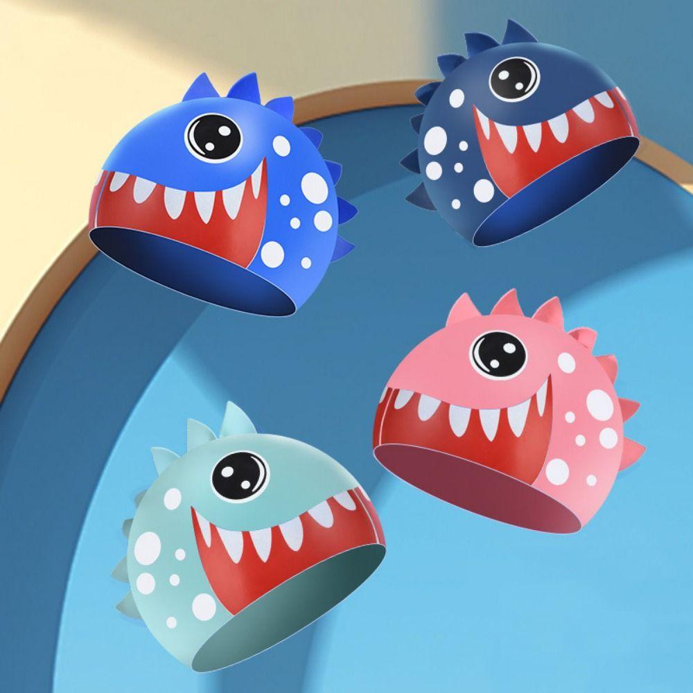 Waterproof Silicone Swimming Hat Shark Printed Swimming Cap Children's Swimming Cap Water Sports