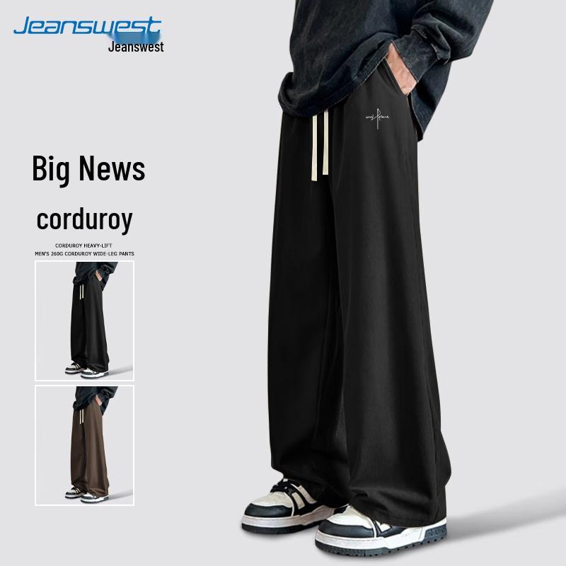 JEANSWEST Мужские вельветовые брюки прямого кроя свободного покроя на флисовой подкладке