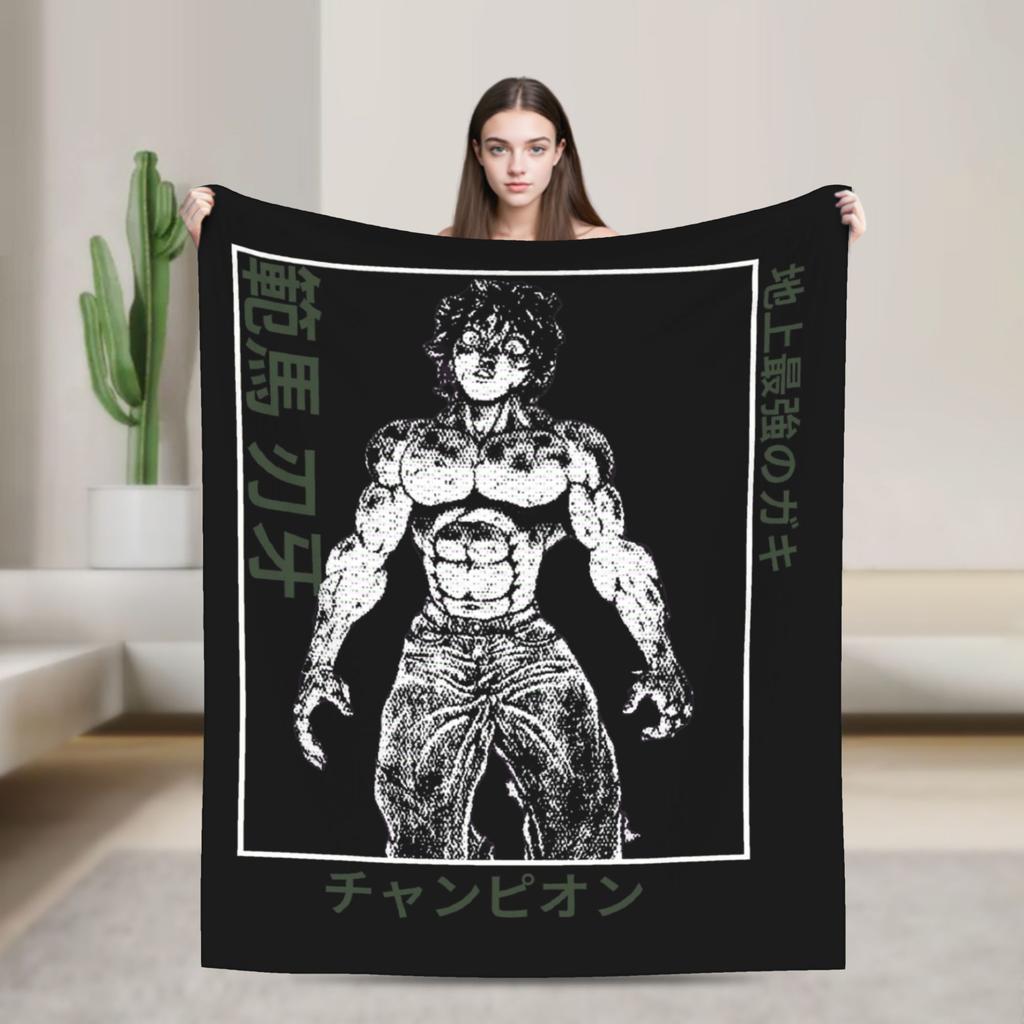 Grappler Baki Baki Hanma Blanket Flannel All Season Portable Super Warm Throw Blankets for Bedding Office Bedspreads