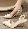 2024 Summer New Gentle Evening Wind Pointy Head After Empty Slippers Women's Shoes High-heeled Shoes Pumps