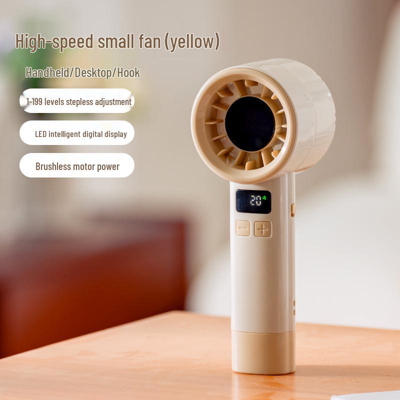 Portable Rechargeable Mini Fan with Digital Display - High-Speed Turbine for Office and Desktop Use