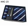 Men'S Striped Flower Plaid Tie Square Towel Cuffs Tie Clip Gift Box Set Business Casual Tie Black