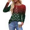 Ladies' Casual Fashion Printed Round Neck Long Pleated T-shirt Top Christmas